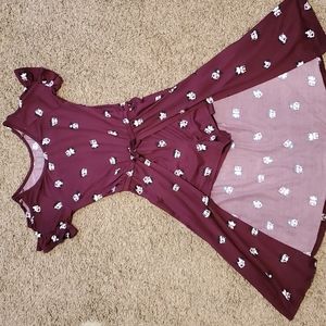 Burgundy kick walk-through romper
